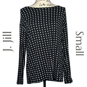J. Jill - WearEver Collection - Black and White Geometric Print Top - Size Small